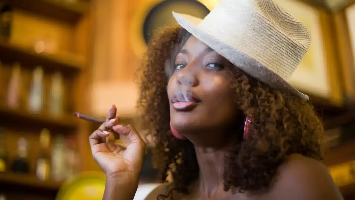 beginner smoking a cigar